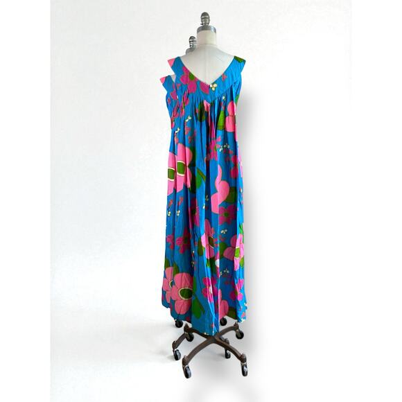 Vtg 1960s Alice Polynesian Hawaiian Floral Waterfall Sleeveless Maxi Dress | S - Picture 6 of 13